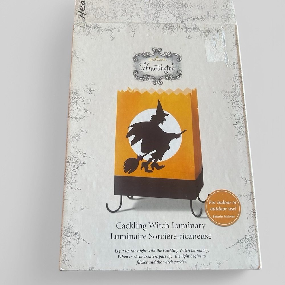 Vintage 2005 Hallmark Cackling Witch Luminary Halloween display with box motion